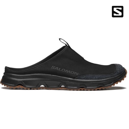 Black Salomon Rx Leather Advanced Men's Slides | IE DL2389